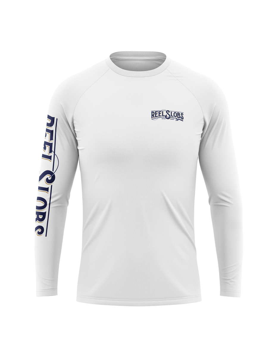 Reel Slobs Florida Marlin Long Sleeve Performance Fishing Shirt S / White