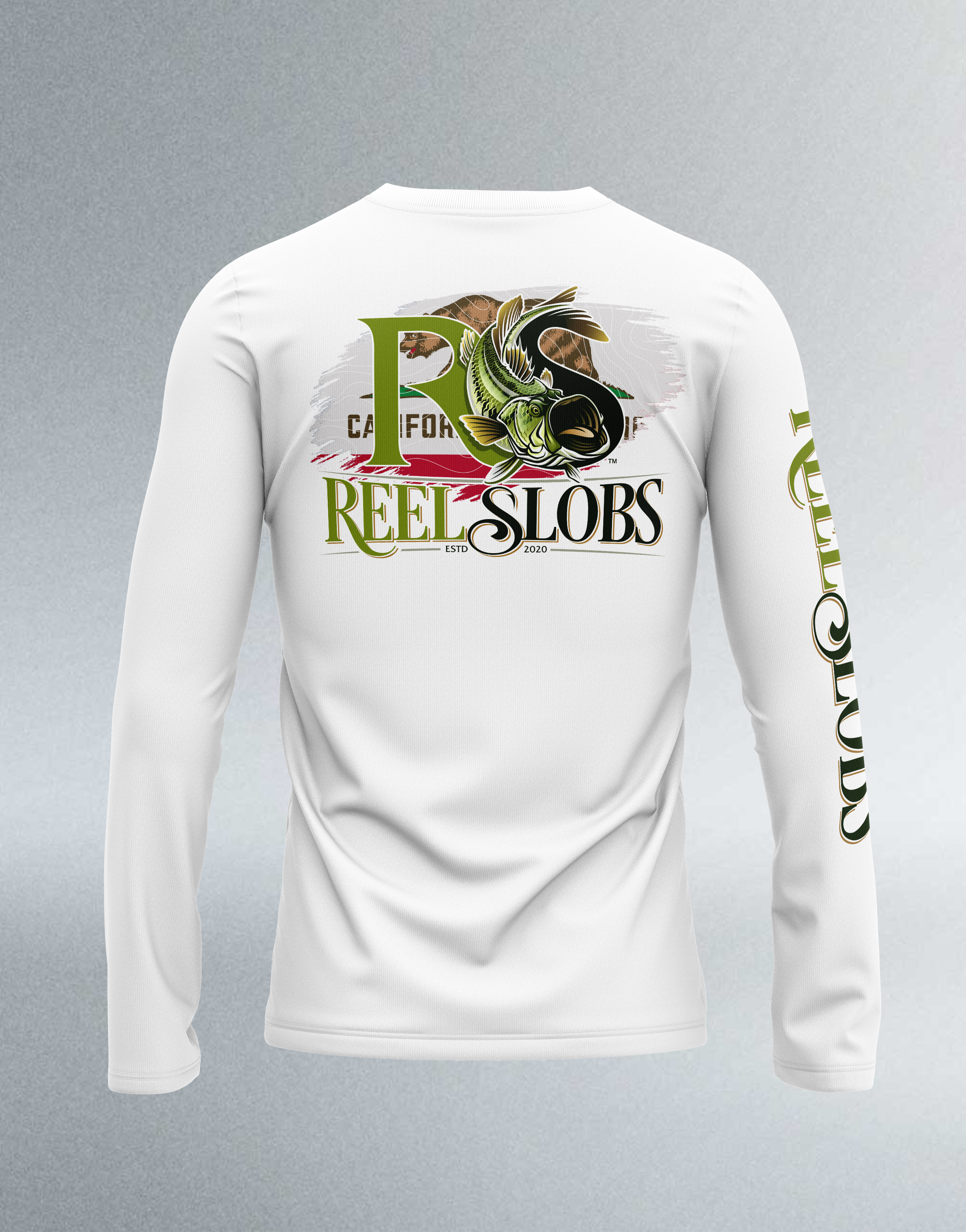 California Large Mouth Bass Long Sleeve L / White